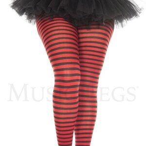 Red and Black Striped Tights Pantyhose Halloween Costume Hosiery Queen Size